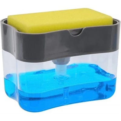 Afwasmiddel Dispenser Keuken Vloeibare Zeep Dispenser met Spons Houder Spons Caddy Zeep Pomp Dispenser black