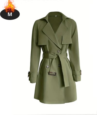 Livano Mantel Dames - Tussenmantel - Jas - Mantelpakje - Trenchcoat - Overjas - Overcoat - Winter - Groente - M