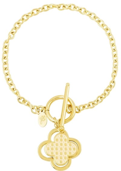 Joy Ibiza - klaver bedelarmband - cleef design - T clasp sluiting - boho armband - bohemian style - stainless steel - ip/pvd goldplated