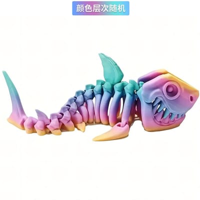Impression 3D Requin Entièrement Mobile Cadeau d'Anniversaire Animaux Réalistes Ornement Décoratif de Bureau 17,5 cm 17.5CM