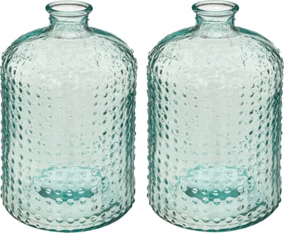 Atmosphera bloemenvaas - 2x - Luneville - Apotheker Fles model - glas - H32 x D18 cm