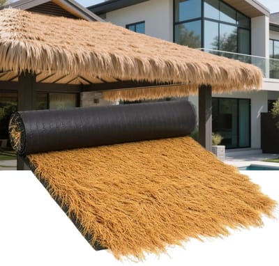 Kunstmatige Riet Rol - Synthetisch Dak - Tuindecoratie Maken - Waterdicht En Vervaagt Niet - 1x10m - Stro Geel