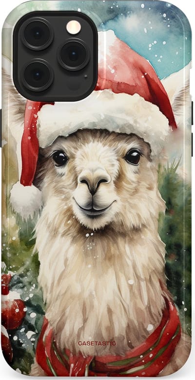 Casetastic hoesje geschikt voor Apple iPhone 12 Pro Max - MagSafe - Dubbellaagse bescherming - Kerst Lama - Fashion Case - Taupe Lichtgrijs Donkergrijs Saliegroen