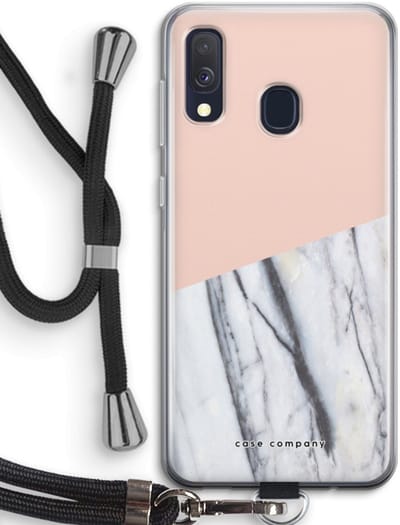 Case Company® - Hoesje met koord geschikt voor Samsung Galaxy A40 hoesje met Koord - A touch of peach - Telefoonhoesje met Zwart Koord - Bescherming aan alle Kanten en Over de Schermrand