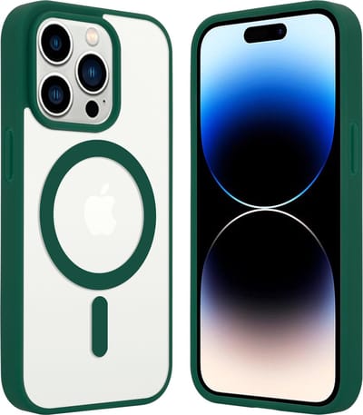 ShieldCase telefoonhoesje geschikt voor Apple iPhone 14 Pro Magneet hoesje transparant gekleurde rand - groen - Shockproof backcover hoesje - Hardcase hoesje - Siliconen hard case hoesje met Magneet ondersteuning