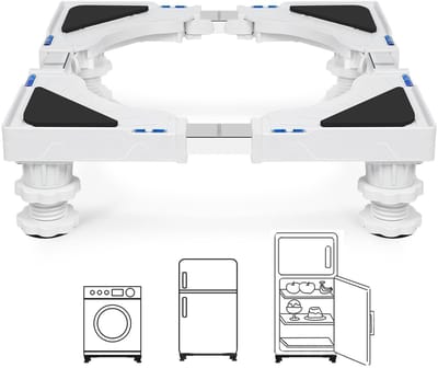 Dailygoods- Sokkel In Hoogte Verstelbaar - Basis Voor Wasmachine - Zuil Voor Koelkast - Maximale Belasting 200 kg - Trillingen Verminderen - 4 Steunpoten - Wasmachinebasis