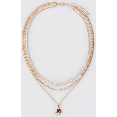 Geschopte Bedel Gelaagde Ketting Halsketting | Gold