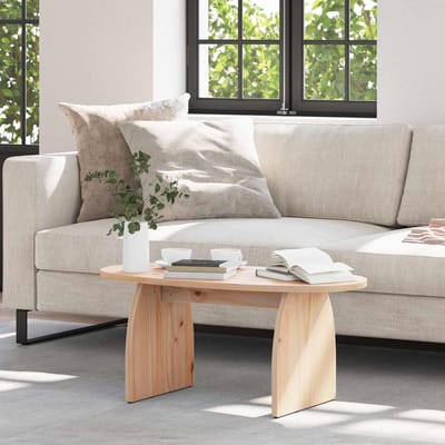 Ovale Salontafel - Koffietafel Woonkamer - Stijlvolle Inrichting - Massief Grenenhout - 80 x 40 x 35 cm - Beige