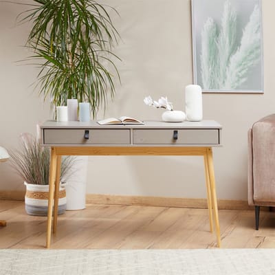 WANDA-bureau met 2 lades van massief hout – grijs/naturel