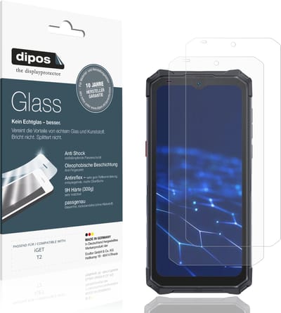 dipos – 2x Matte Pantserfolie geschikt voor iGET T2 | 9H Screenprotector