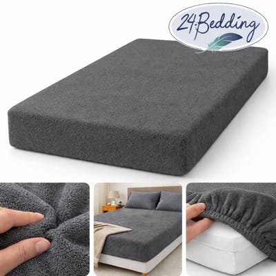 24-Bedding - Badstof Hoeslaken - Extra Zwaar - 180 gr/m2 - 70x210 cm donker Grijs