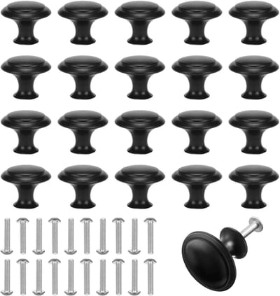 20 stuks meubelknoppen, kastknoppen, ladekast met 20 bevestigingsschroeven, 27 mm ladeknoppen voor kasten, dressoirs, schoenenkasten, laden en kledingkasten