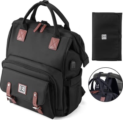 Brisby overzichtelijke luiertas – verzorgingstas – met buggymontage en stay-open frame - verschoonmatje - USB oplaadfunctie - geïsoleerde flessen vakjes - zwart