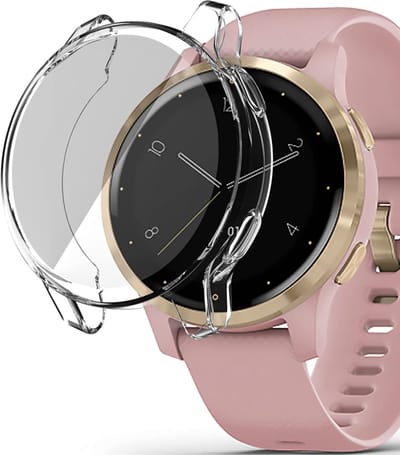 Hoesje & Screenprotector geschikt voor Garmin Venu 2s/ Vivoactive 4s - Siliconen TPU Case Transparant - Volledige 360 Graden Bescherming