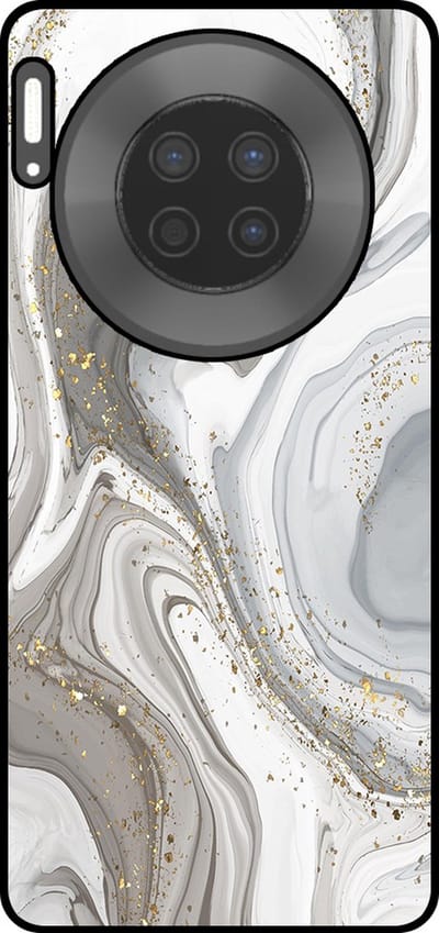 Smartphonica Telefoonhoesje Geschikt voor Huawei Mate 30 met marmer opdruk - TPU backcover case marble design - Zilver geschikt voor Huawei Mate 30