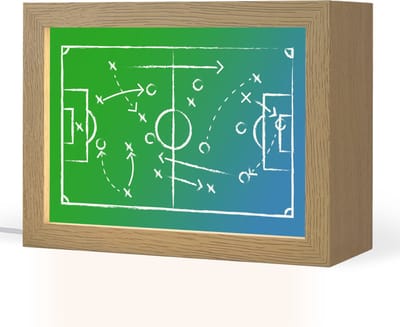 Nachtlampje 20x15 cm - Kinder lampje - Voetbal - Tactiek - Spel - Groen - Blauw - Tafellamp kinderkamer - Slaapkamer lamp - Bedlamp kinderen - Kinderlampje stopcontact - Wandlamp babykamer - Nachtlampjes