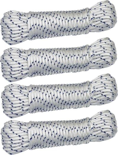 AMIG paracord touw - 4x - 10 meter - D4mm - 400kg - nylon/polyester - wit/blauw