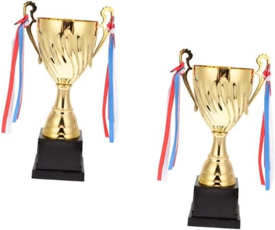 Trofee Spellen - Prijs Bekers - Wedstrijd Prijzen - Zwarte Naamplaat Basis - 33.5 cm Hoog - Goud