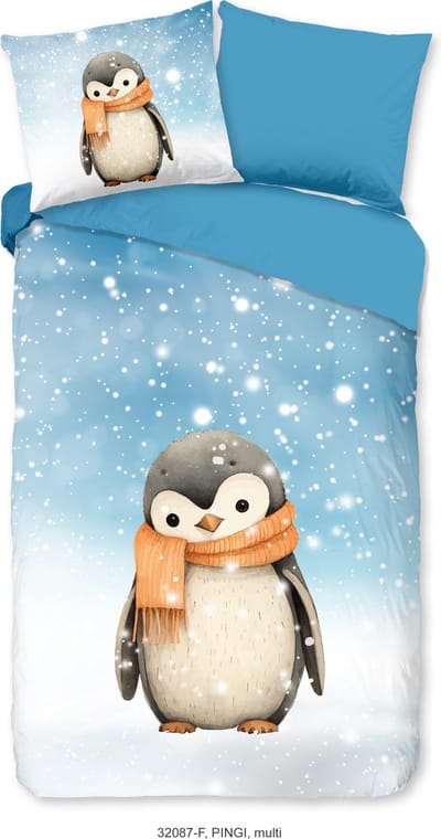 Good Morning dekbedovertrek pinguin - 1 persoons 140x200/220 cm - Multi - 100% Katoen flanel
