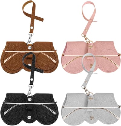 Set van 4 Zachte Leren Brillen Etuis, Draagbare Brillen Bescherming, Geschikt voor Diverse Brillen en Stijlvolle Kleuren