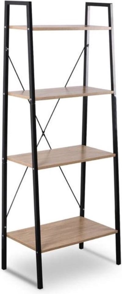 Boekenkast 60x35x148cm Zwart - Industrieel, Zwart/eiken en 4 Lagen - Voor Dagelijks Gebruik, Thuis en Professioneel Gebruik
