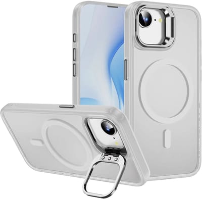 Hoesje Geschikt voor Apple iPhone 17e / 16e - Compatibel met MagSafe & Qi2 - Back Cover met Standaard - Camera Kickstand - Transparant