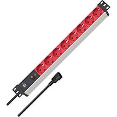 Brennenstuhl Alu-Line 19" contactdoosstrook, 8-voudig, aluminium, 45° opstelling, 2m kabel, 10A-automaat, IEC C14