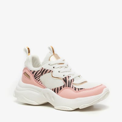 Blue Box meisjes sneaker roze met zebraprint - Maat 29 - Uitneembare zool