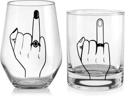 Dailygoods- Trouwglazen Set 2 Stuks - 450 ml/550 ml Voedselgraad - BPA-vrij - Huwelijksgeschenk - Funky Ontwerp - Perfect voor Bruid en Bruidegom - Drinkglazen