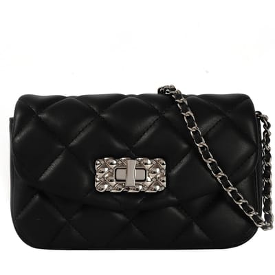 Dames Tas, Diamantvormige Kleine Gouden Kogelketting Tas, Kleine Vierkante Tas, Modieus en Veelzijdig, Schoudertas Crossbody zwart
