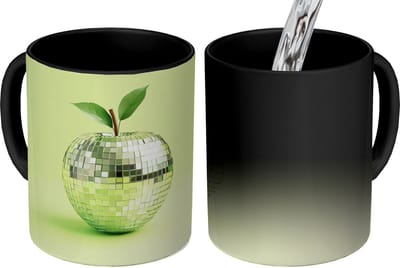 Magische Mok - Foto op Warmte Mokken - Koffiemok - Groen - Disco - Decoratie - Appel - Magic Mok - Beker - 350 ML - Theemok