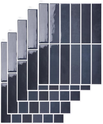KZQ Donkerblauw Zelfklevende Keuken Tegels 10 Stuks, Waterdichte 3D Vinyl Muurtegels voor Badkamer en Keuken, Metrostijl Zelfklevend Wandpanelen 22.86x28.96 cm