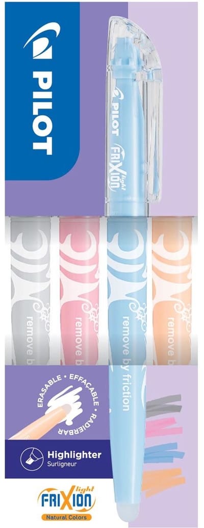 Pilot Frixion Light Natural Set 4 Kleuren Grijs-Koraal-Hemelsblauwl-Licht Oranje Uitwisbaar