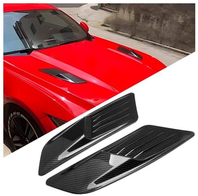 Dailygoody - autoluchtinlaat - autospatbordluchtinlaat - universeel - koolstof - decoratieaccessoires - turbomotorkapventilatie - geschikt voor elke a