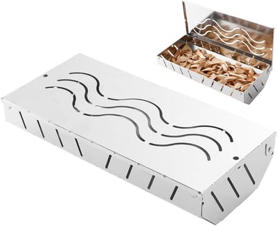 Rookdoos Grill - Rookoven Houtskool - Intensief Rookaroma - Roestvrij Staal - 26.5 cm - Zilver
