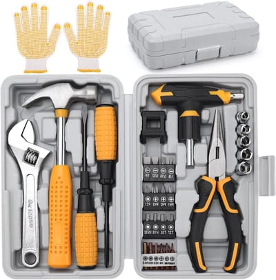 Compacte Handgereedschapset voor Thuis en Kantoor, Ideaal voor Huishoudelijke Reparaties in een Draagbare Gereedschapskist - Inclusief Schroevendraaiers, Hamers en Zagen