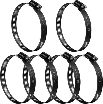 Zwarte Slangklemmen 59-82mm - 6 Stuks RVS Slangklem Set voor Tuinslangen, Gasleidingen en Waterleidingen