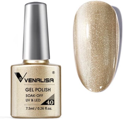Venalisa UV Gellak Champagne - 7.5 ml - Champagne Gellak - Gellac Champagne - Gellak Goud - Gouden Gellak - Gellak Gold - Gellak Goud Glitter - Gellak Kleuren - Venalisa Gellak - Gellak Nagellak