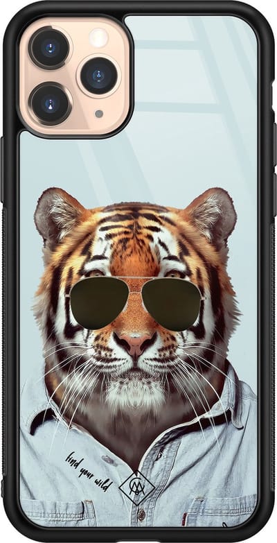 Casimoda® hoesje - Geschikt voor iPhone 11 Pro - Tijger Wild - Luxe Hard Case Zwart - Backcover telefoonhoesje - Blauw