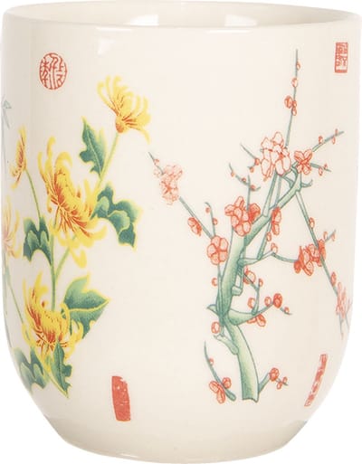 Clayre & Eef Mok 100 ml Beige Geel Porselein Bloemen