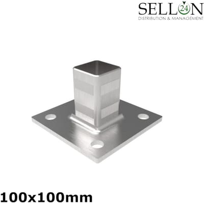 Bodemflens RVS 100x100 voor Vierkante Paal 40x40 mm - Grondanker Hoekig Geslepen