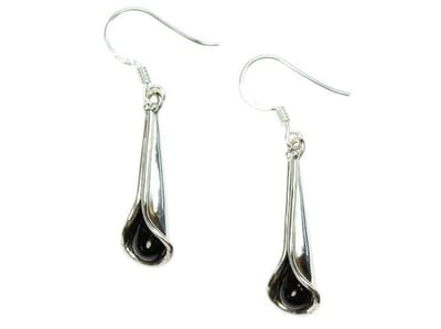 Zilveren oorbellen Onyx 925 zilver (incl. oorbel stoppers)
