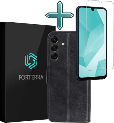 Hoesje Met Screenprotector - Geschikt voor Samsung Galaxy A16 - Luxe Pasjeshouder - Flipcase - Bookcase Portemonee - Flip Case - Kunstleer Book Case - Book Cover - Walletcase - Portemonneehoes - Zwart