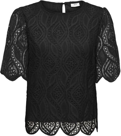 Jacqueline de Yong T-shirt Jdygilda S/s Lace Top Jrs 15376566 Black Dames Maat - M