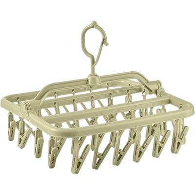 Cintre pliable avec 32 clips - Séchoir à suspendre en plastique pour vêtements, sous-vêtements, chaussettes
