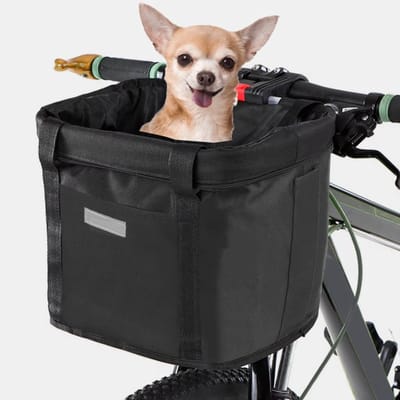 SVN® Hondenfietsmand - Fietstas Hond - Hondenfietsmand Afneembaar - tot 5Kg - Zwart -‎ 34cm x 34cm x 24cm