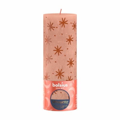 Bolsius Stompkaars Rustiek Print Creamy Caramel - 19 cm / ø 7 cm
