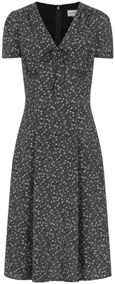 Banned - Josephine Ditzy Flower Flare jurk - XS - Zwart