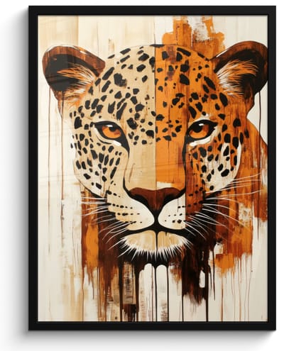 Poster in lijst - Fotolijst 50x70 cm - Posters - Luipaard - Symmetrisch - Strepen - Posterlijst zwart - Decoratie - Wanddecoratie woonkamer - Muurdecoratie slaapkamer