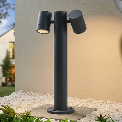 Lucande - Sokkellamp - 2lichts - Gegoten aluminium - H: 50 cm - GU10 - donkergrijs